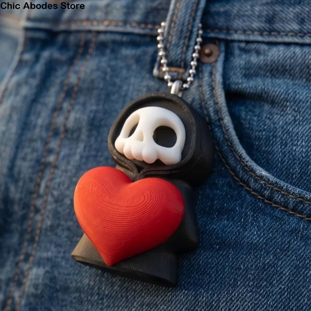 Miniature Skeleton Keychain Cute Creative Grim Reaper Figure Pocket-Size Detailed Halloween Pendant Dashboard