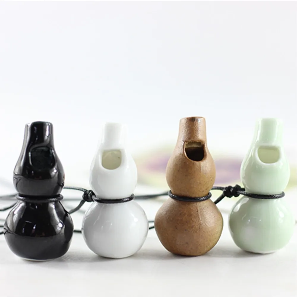 Creative Gourd Shaped Ceramic Whistle Necklace Artisan Handcrafted Jewelry Pendant Unique Gift for Music Lovers Boho Accessories
