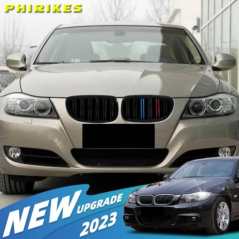 

Для BMW E92 E93 M3 2006-2009: Передняя решетка радиатора (ноздри) глянцевая черная, с двойными линиями, для стайлинга автомобиля, гоночная решетка, сменная деталь