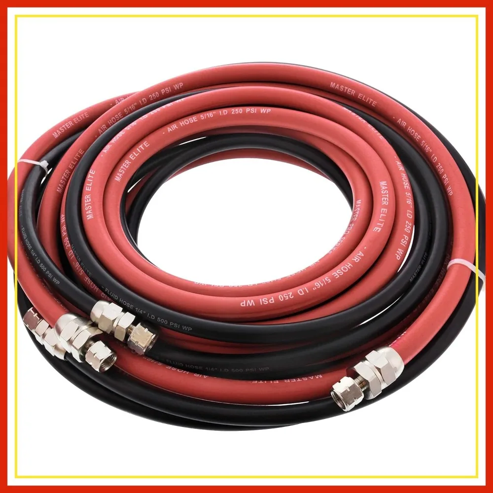 

Master Elite Series 25ft Air & Fluid Hose Set for Spray Guns, Heavy Duty, 3/8" NPS Air & 1/4" NPS Fluid