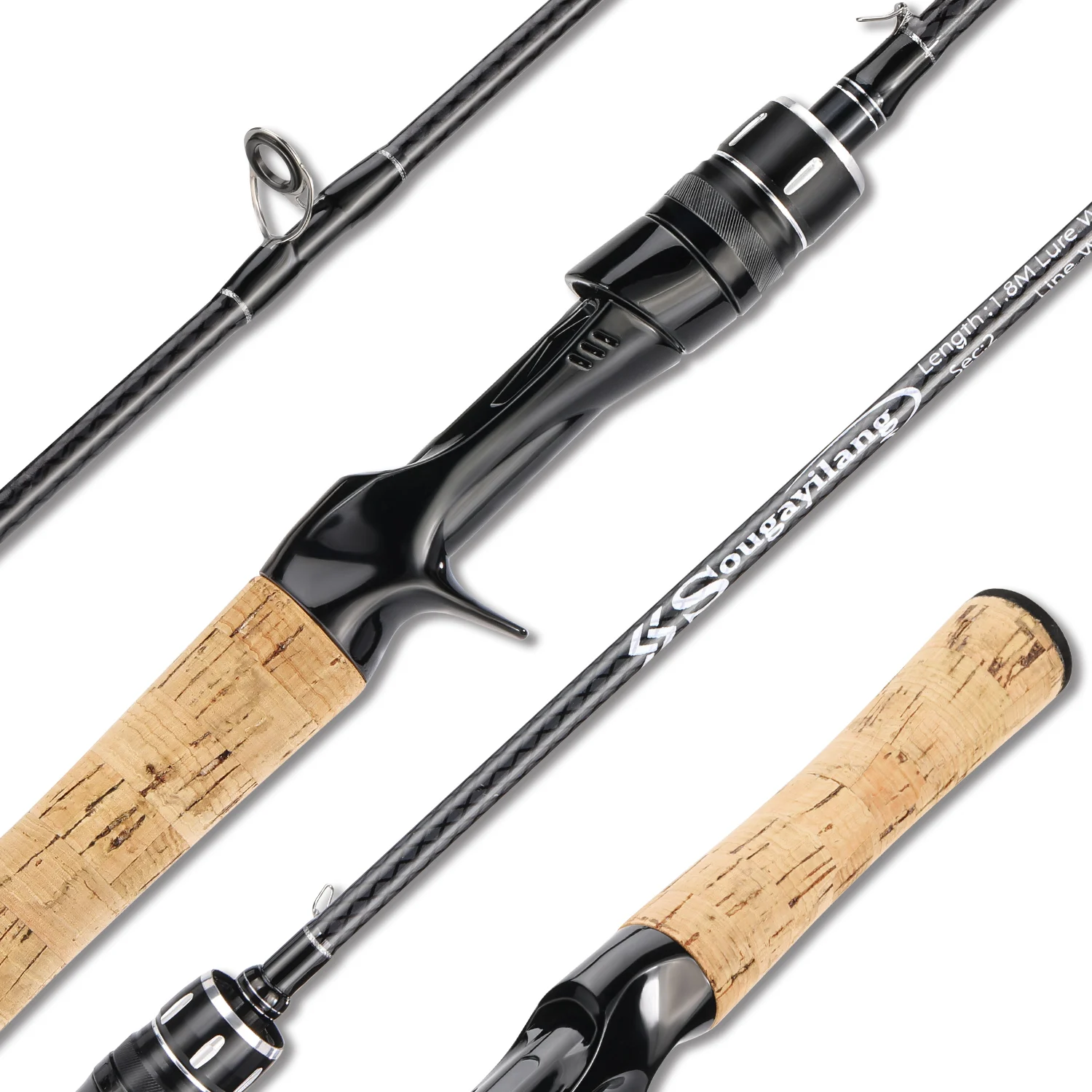 

Sougayilang Baitcasting Fishing Rod 0.5-8g Line 1-6lb 2Sections 1.8m Perch Rod Carbon Fibre 3kg Bass Freshwater Fishing Pesca