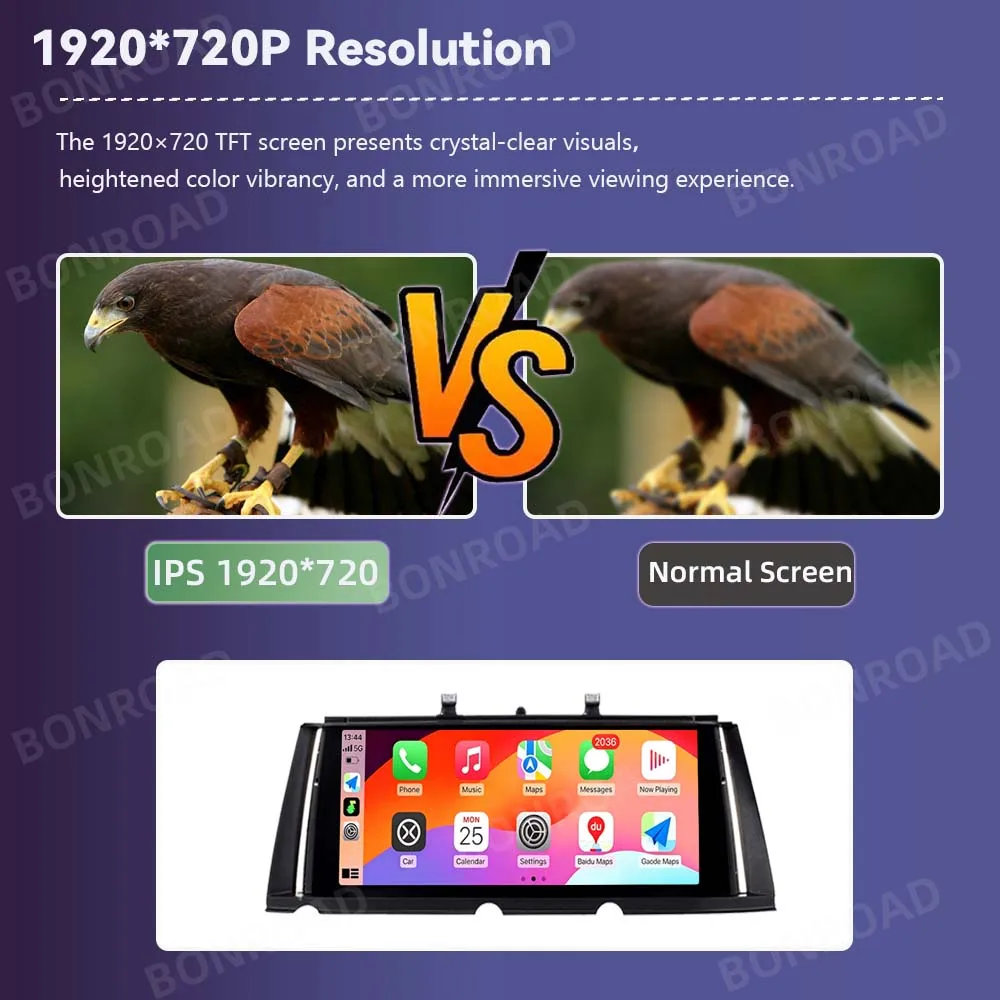 BONROAD Radio de coche con pantalla táctil multimedia de 10.25 pulgadas, inalámbrico, con CarPlay, Android Auto, sistema Linux, para BMW Serie 7 F01 F02 F03 F04 CIC NBT, con Airplay, Autolink, Mirroring, navegación GPS, pantalla estéreo para coche. 4