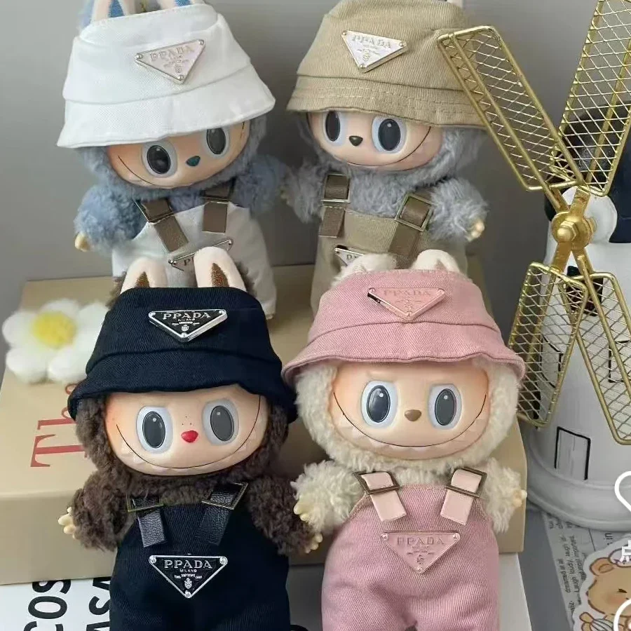 ل 15 17 سنتيمتر Labubu ملابس دمى طقم قبعات تصميم صغير فاخر الحركة نمط الحمالات الملابس الإكسسوارات ألعاب الحفلات #2