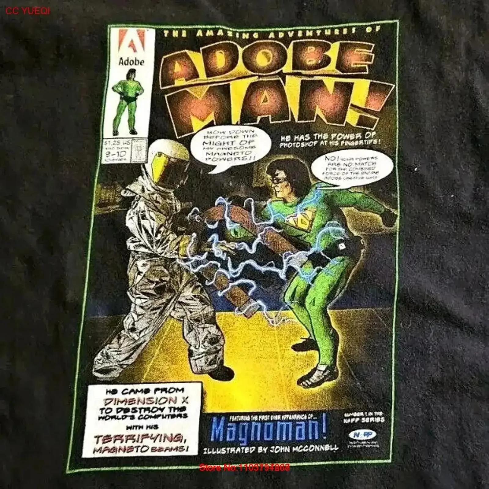 تي شيرت كلاسيكي من التسعينيات من Adobe Man Photoshop مقاس XL IT Tech Computer Creative Suite مغسول ناعم ملابس الشارع الشهير مغسول عتيق