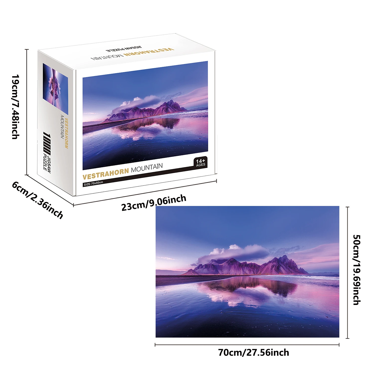 1000-teiliges Vestrahorn Mountain Puzzle, Heimdekoration, Erwachsene, Puzzlespiele, Familienspaß, Bodenpuzzles, Lernspielzeug für Kinder