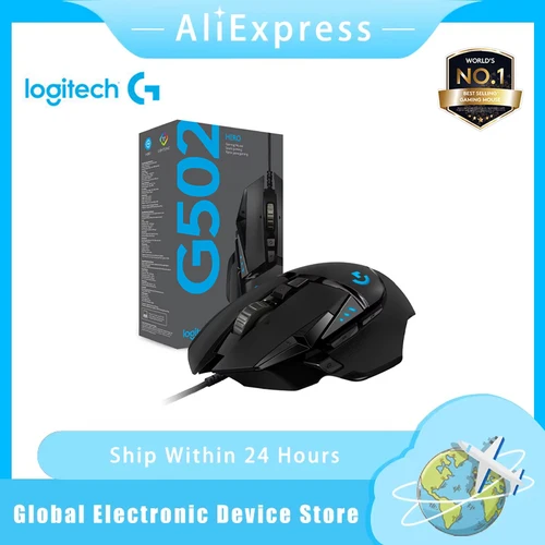 Ratón para juegos profesional Logitech G502 HERO, ratón de programación para juegos de 25600DPI, sincronización de luz ajustable para ratón Gamer