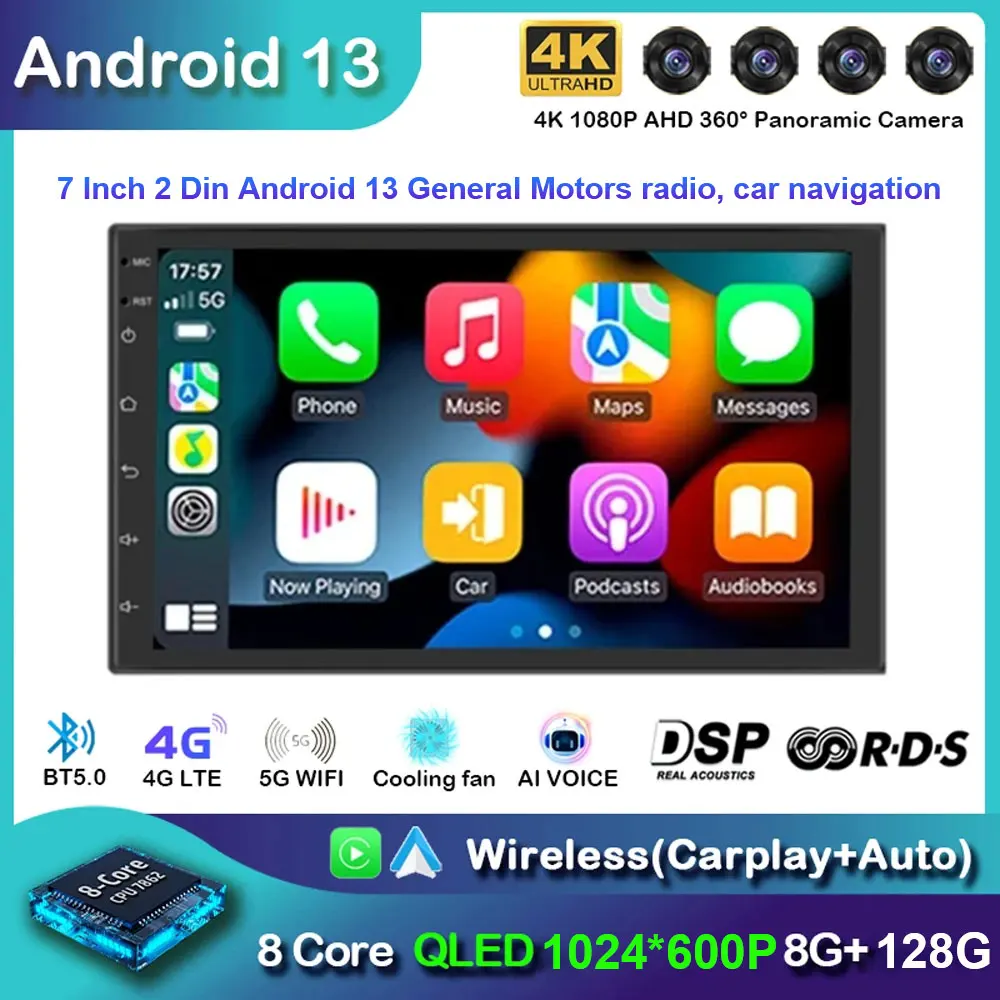 

Android 13 Car Player 7 inch 2 Din Multimedia Wireless Carplay Auto Radio With WiFi 4G Bluetooth FM Navigation Autoradio Stereo