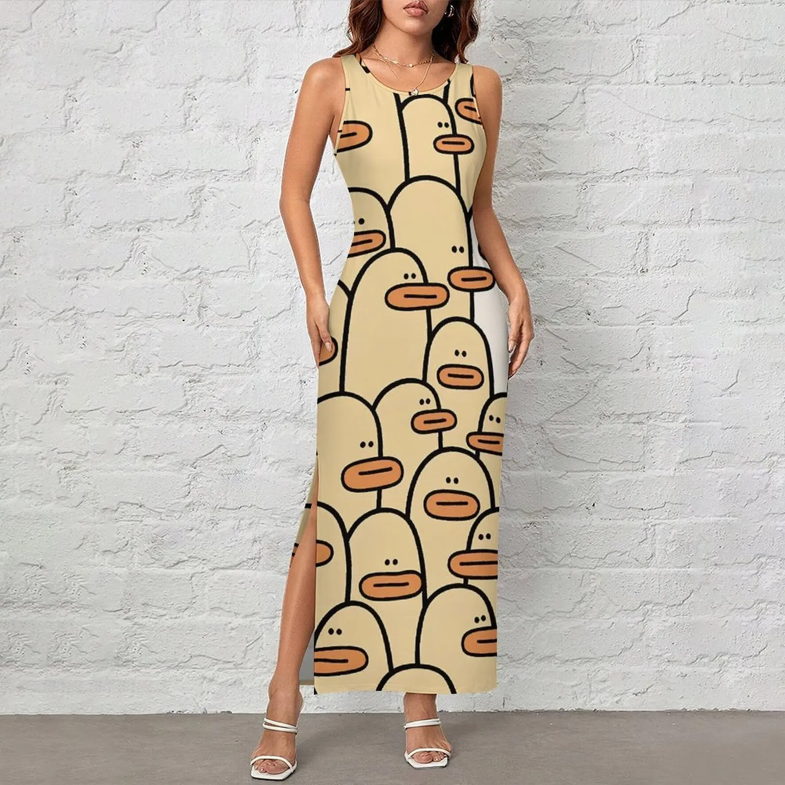 Ladies Bodycon Dress Elegant Cute Ducks Funny Meme Maxi Dresses Holiday  Sleeveless Korean Fashion Custom DIY Dress Big Size