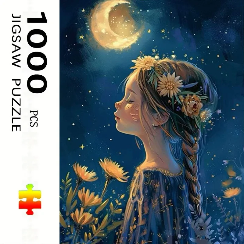 

500/1000 Pieces Jigsaw Puzzle Girl Under the Moon Jigsaw Puzzle Educational Toy for Kids Children 's Games Christmas Gift