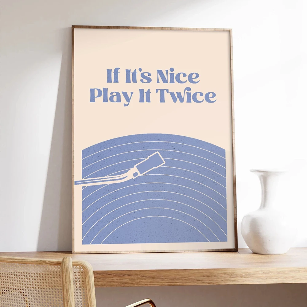 ملصقات موسيقية عتيقة لديكور غرفة المعيشة ، مشغل تسجيل ، إذا كان من الجيد لعبها مرتين ، فن جداري ، لوحة قماشية ، صورة