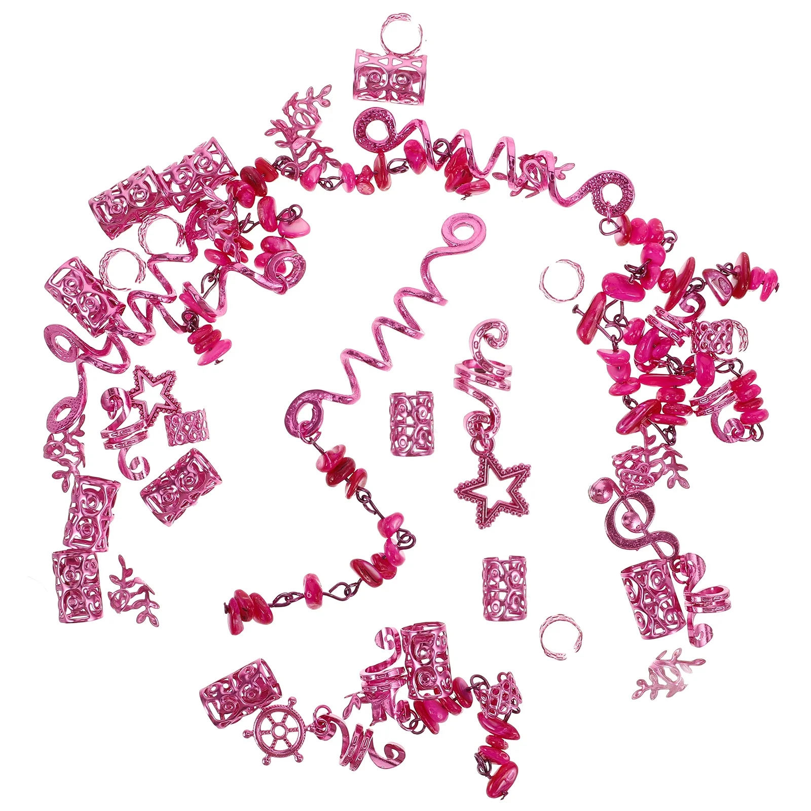 

39Pcs Hair Cuffs for Braids with Natural Stones Twist Lock Clips Dreadlock Hair Accessories Festival Wear Boho Style Braid