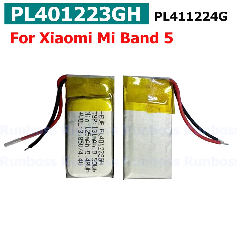 1-2PCS New 125mAh/130mAh PL401223GH PL411224G Battery For Xiaomi Mi Band 5 MiBand 5 GPS Mountaineering Running Watch 2 Wires