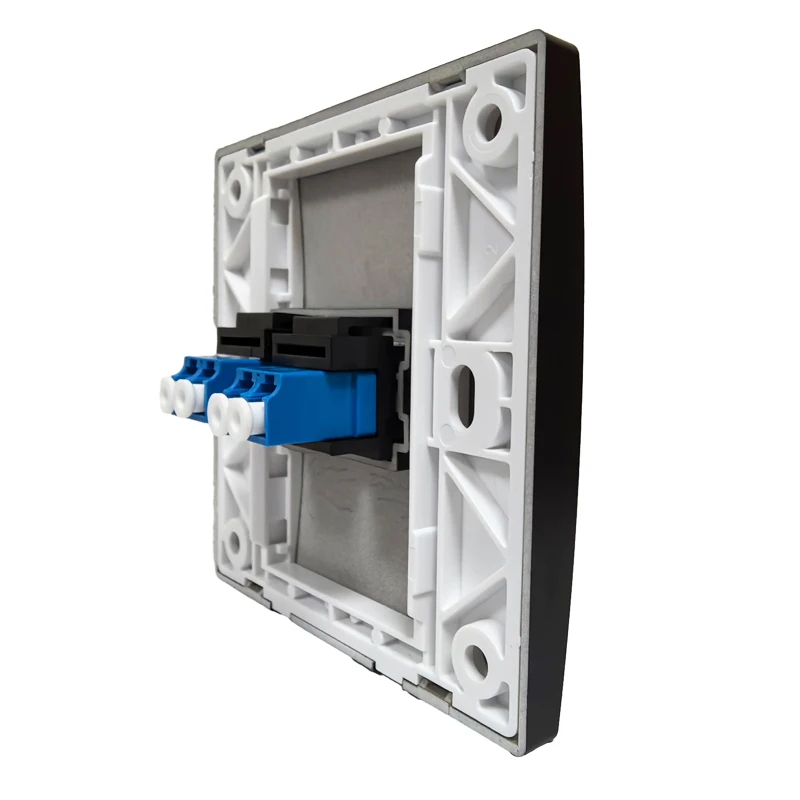 Zwarte Kleur 1 Gang 2 Poorten LC UPC APC Glasvezel Wandpaneel Socket Duplex LC-LC Koppeling Connector PlateFor Netwerk LAN Plug