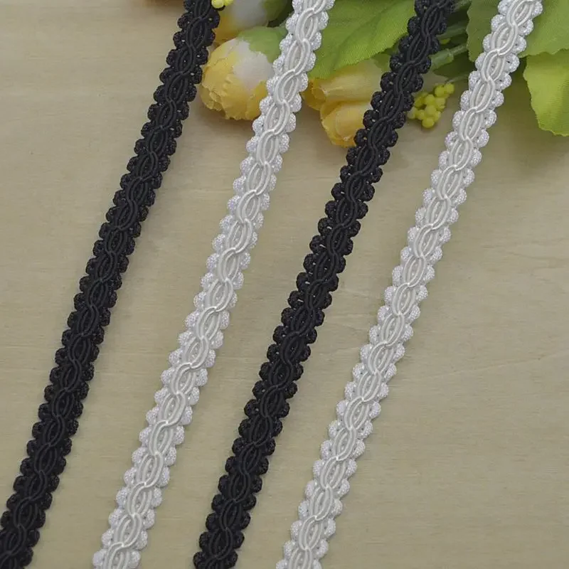 

5Meters/16.4Ft Each Pack New Lace with Clothing Accessories DIY Curtain Party Dress Wedding Dress Black and White Double 8-Chara