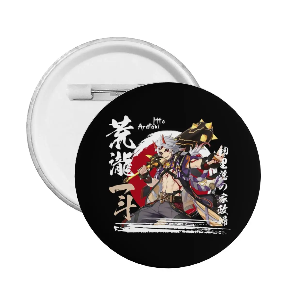 Genshin Impact Arataki Itto Pin Back Buttons for Backpack Customizable Badges Brooch Pinback