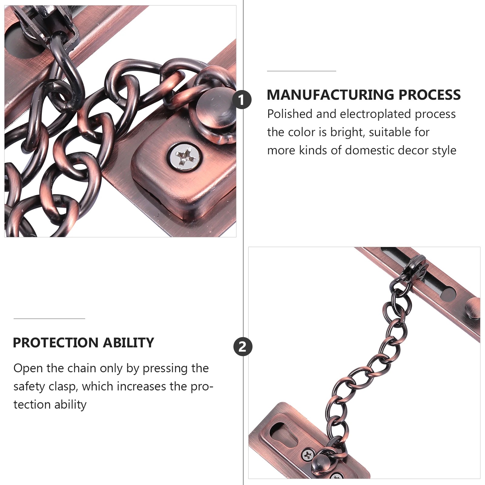 

Anti Theft Door Bolt Chain Lock Guard Latch Zinc Alloy Stainless Steel Security Heavy Duty Bright Color Long Use Door Hardware