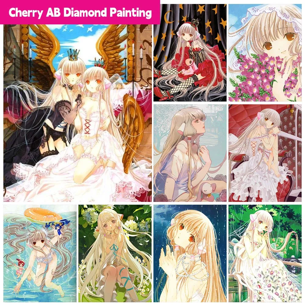 Classic Anime Chobits AB Diamond Painting Cartoon Wall Art Mosaic Picture 5D DIY Diamond Embroidery Cross Stitch Kits Home Decor