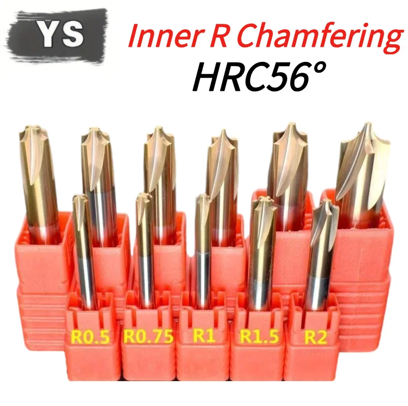 

YS Carbide Radius Corner Rounding Inner R End Mills 4 Flute TiSiN Coated,for Milling Alloy Steels,Hardened Steel, Metal