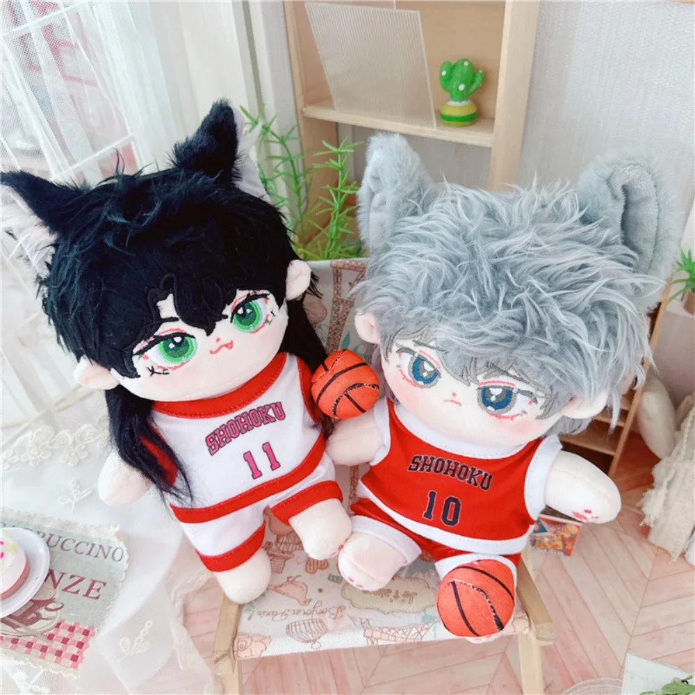 Three-piece Set Doll Basketball Uniform T-Shirt Outfit 20cm Cotton Doll Clothes Red Ball Plush Doll Sports Clothes Stuffed Dolls