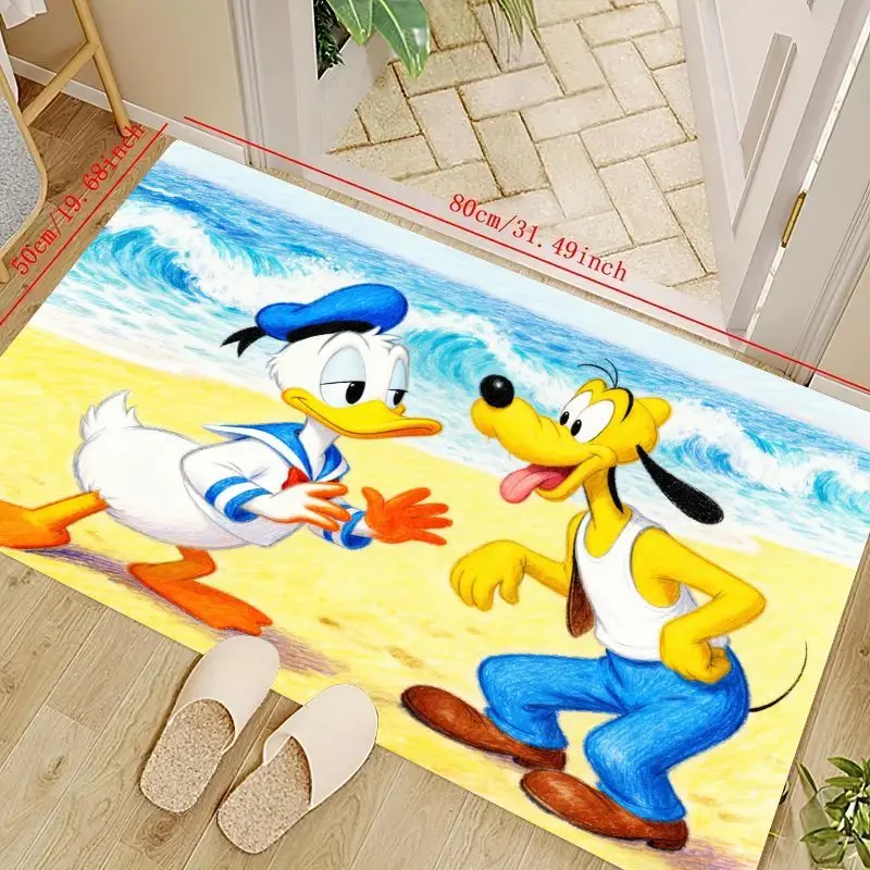 

1 шт., нескользящий впитывающий напольный коврик с изображением Дональда Дака и Плутона, моющийся декоративный ковер для гостиной, B