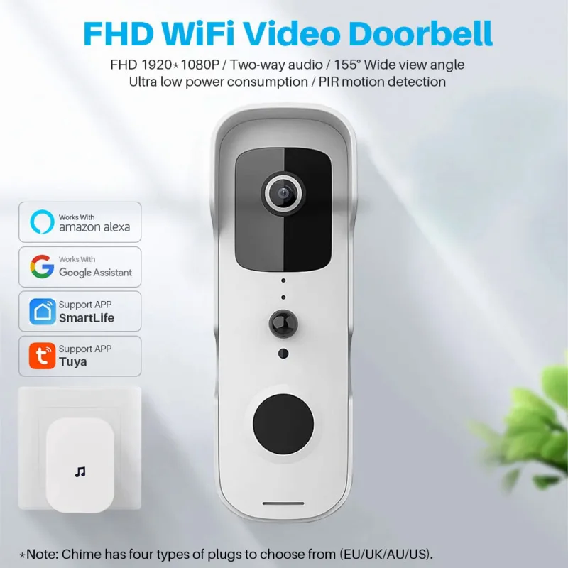 

V30 Tuya Smart Video Doorbell Wireless WiFi 1080P Video Intercom Door Bell Two-Way Audio Works With Alexa Echo Show Google Home