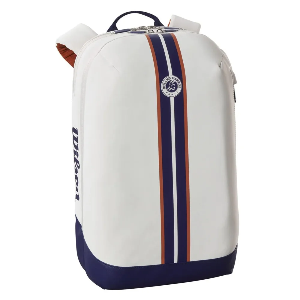 Wilson Super Tour Roland Garros 2023 Mochila de tênis Design Elegance Bolsa para raquete de torneio da Marinha com compartimento parcial para raquete