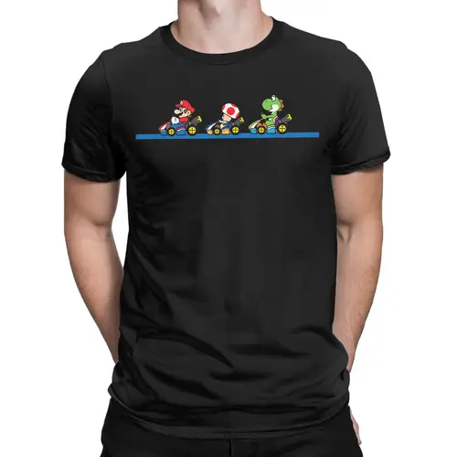 Imagen 2 del producto Kart Yoshis Toad & Marios Camisetas Vintage Race Line Up Camisetas de algodón para hombre Camiseta con cuello redondo Ropa de manga corta Verano