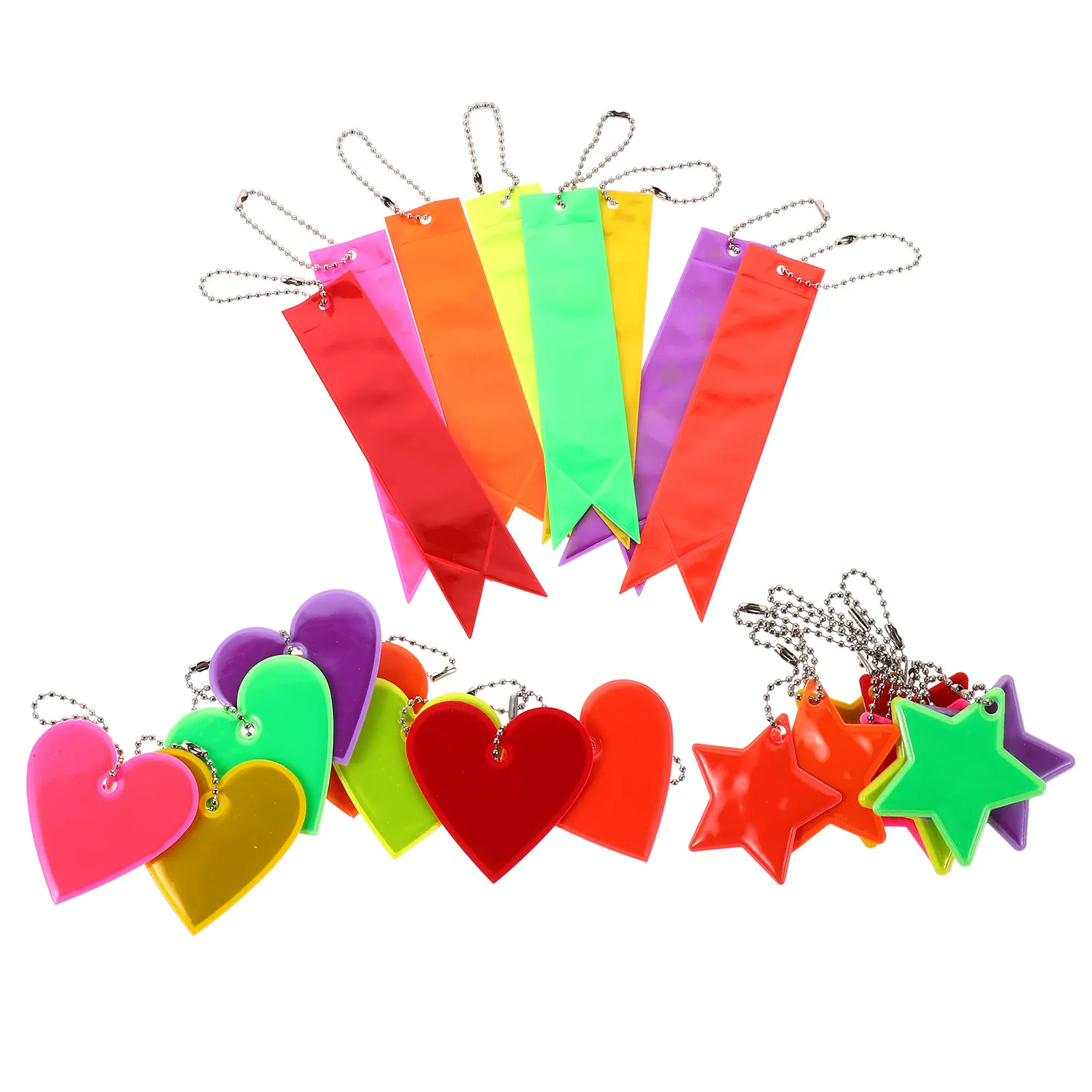 24Pcs Reflective Keychain Pendants High Visibility Safety Reflectors for Backpacks Cycling Jogging Walking