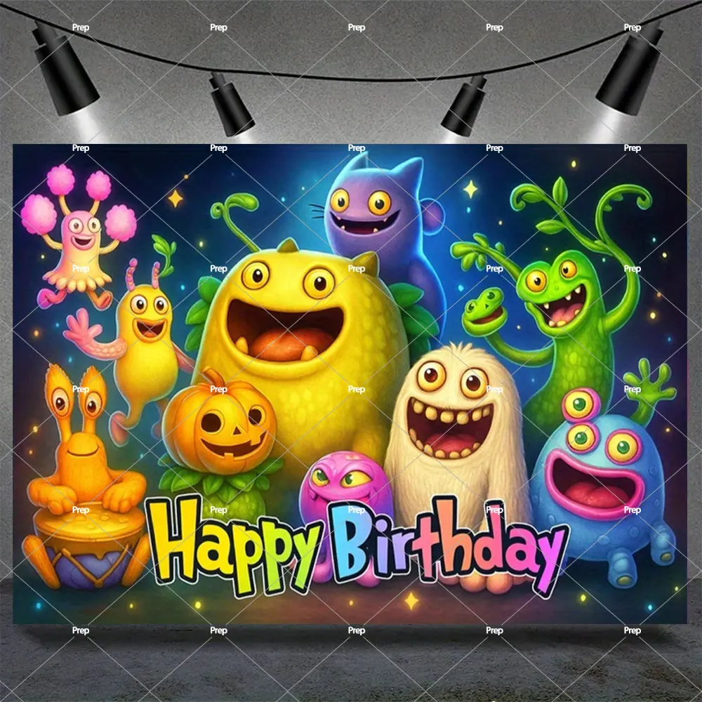 My Singing Monsters Musikspiel Geburtstagsparty Hintergrund-Dekoration Baby-Shower Sing Monster Fotografie-Hintergrund Studio-Requisiten – Detail 2