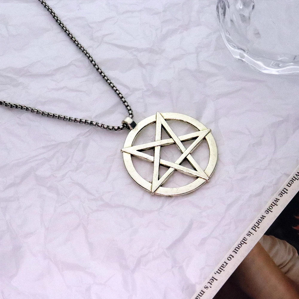 Fashion Inverted Pentagram Pendant Satanic Symbol Necklace Unisex Amulet Jewelry