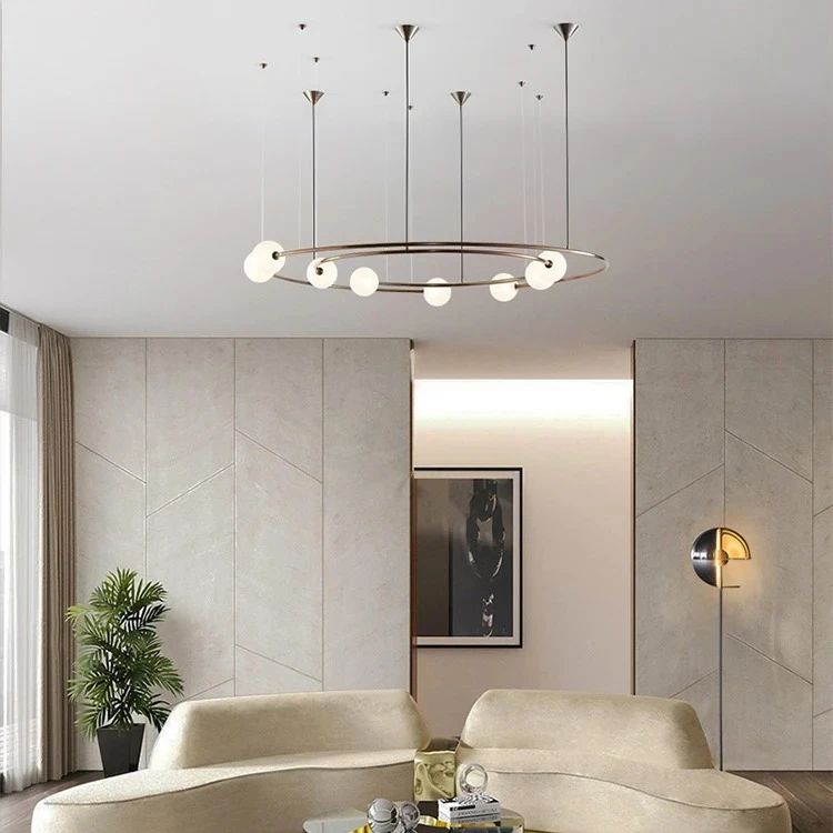 High-end Glass Ball LED Pendant Lights Modern Bronze Iron Chandeliers Living Dining Room Restaurant Shop Decor Art Hanging Lamps