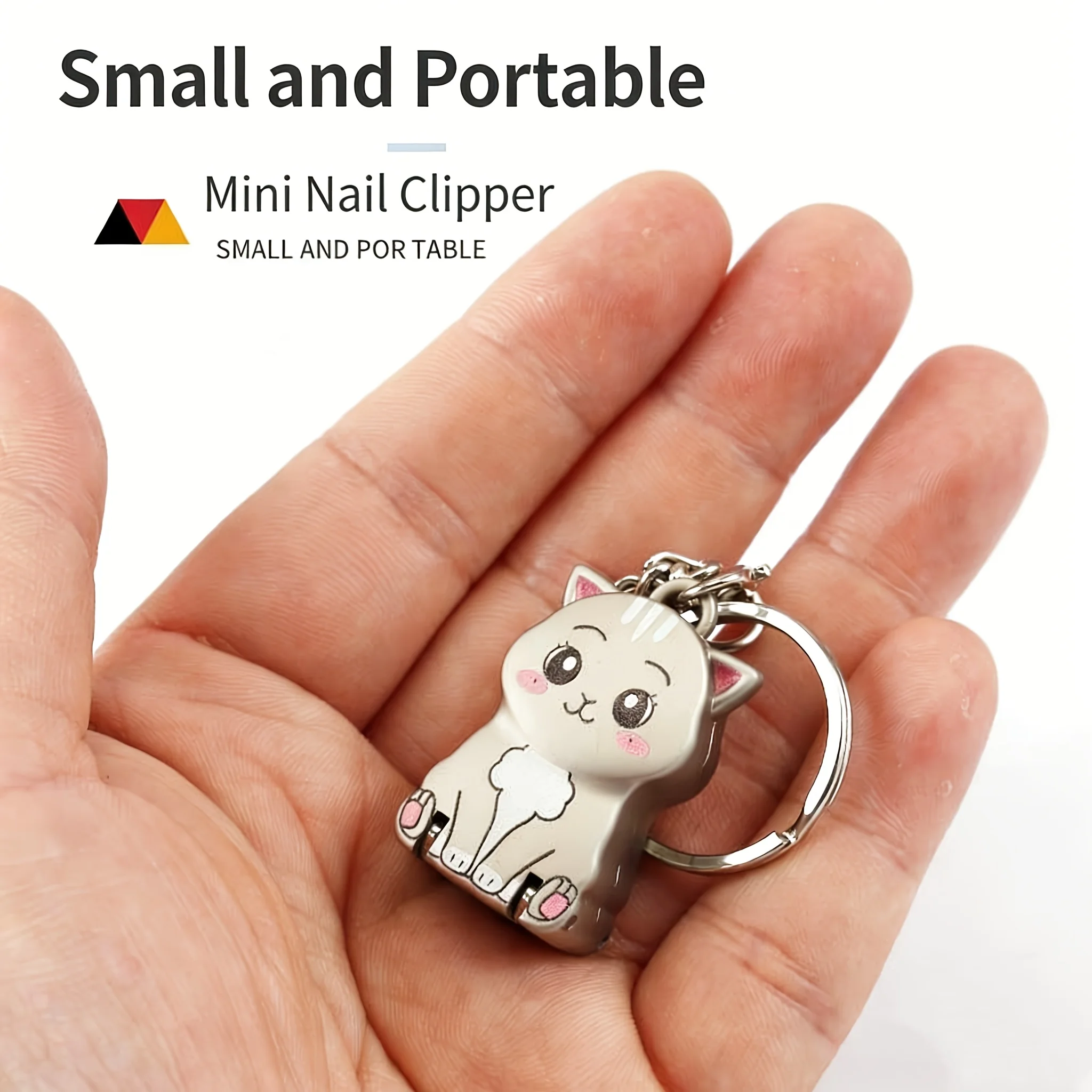 

1 шт., милые кусачки для ногтей с местом для хранения, компактный и портативный триммер для ногтей из нержавеющей стали с углом лезвия, прочный маникюрный инструмент