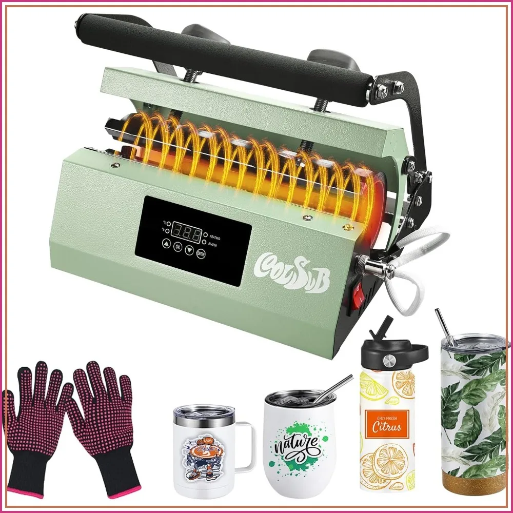 

30oz Tumbler Heat Press Machine for Sublimation, Adjustable Pressure, Digital Control, Fits 11-30oz Mugs & Tumblers, Green