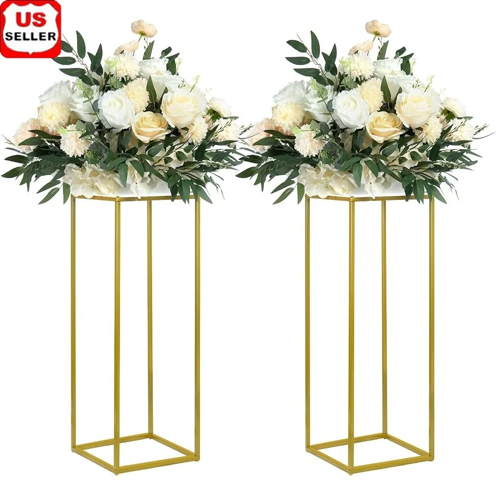 

2 Pack Gold Metal Vase Stand Wedding Centerpiece Geometric Flower Holder Table Decoration Home Party Decor