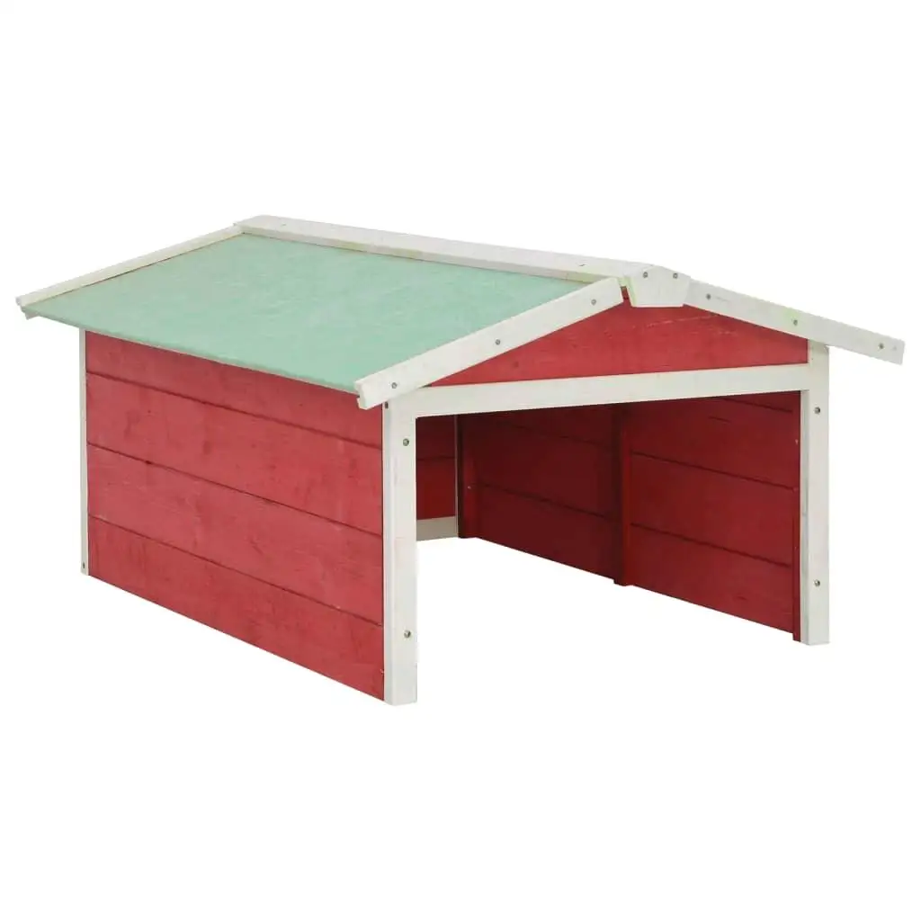 Robotic Lawn Mower Garage in Red & White Firwood - 28.3x34.3x19.7 Outdoor Storage Shed