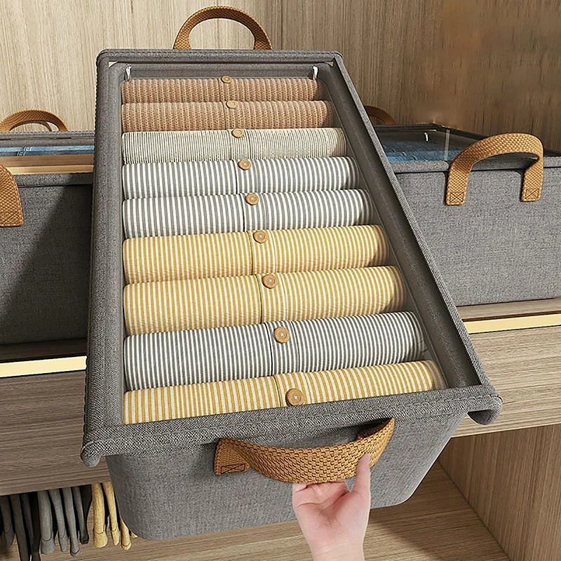 Cationic Steel Frame Folding Storage Box Clothes Trousers Home Multi-functional Compartment Drawer Wardrobe Storage Box