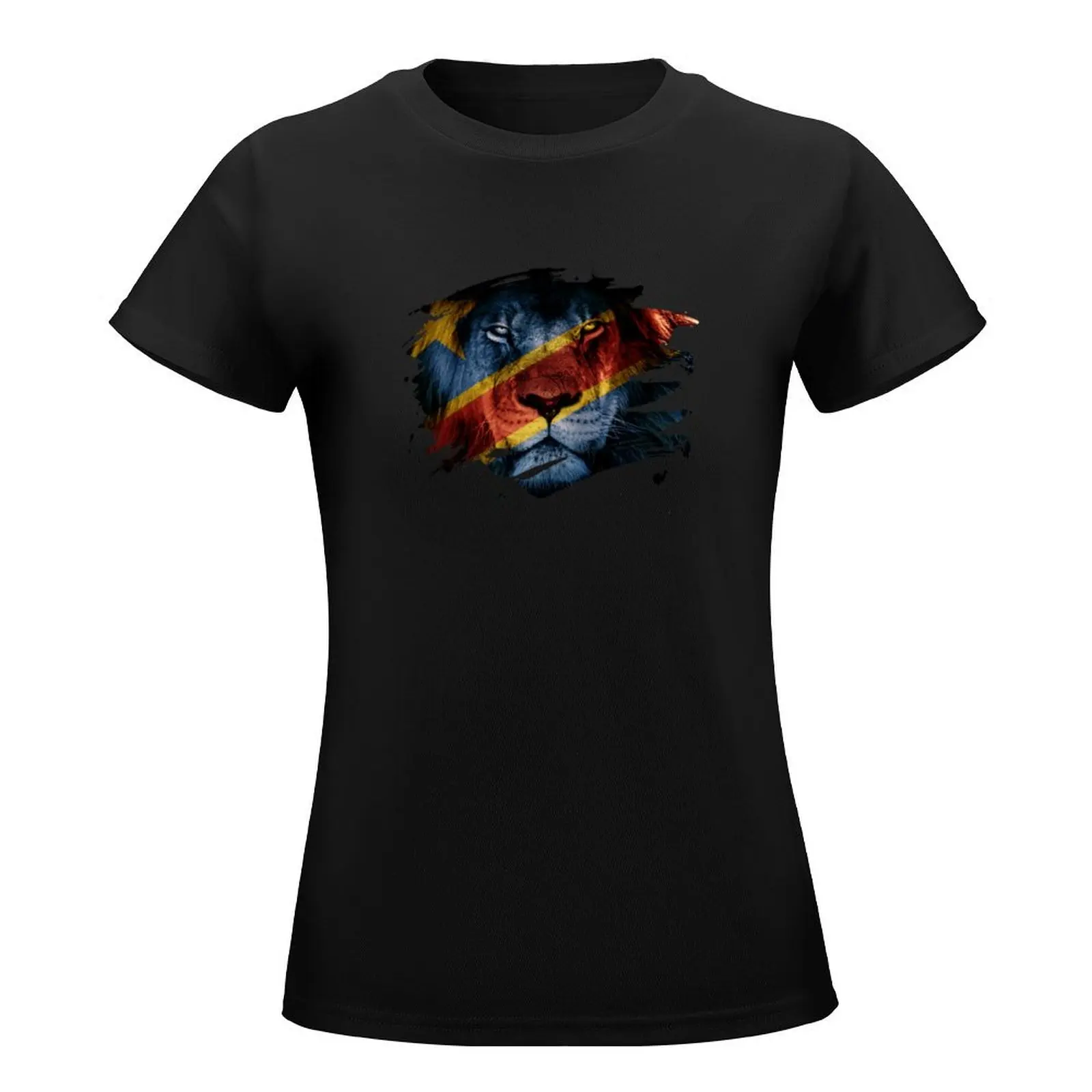 DR Congo Flag & African Lion Picture Congolese Pride T Shirt T-Shirt female sublime T-shirt Women