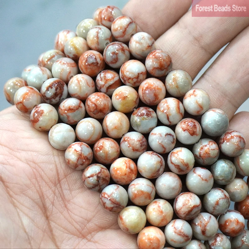 Natural Red Spider Web Red Picasso Jasper Round Beads 15