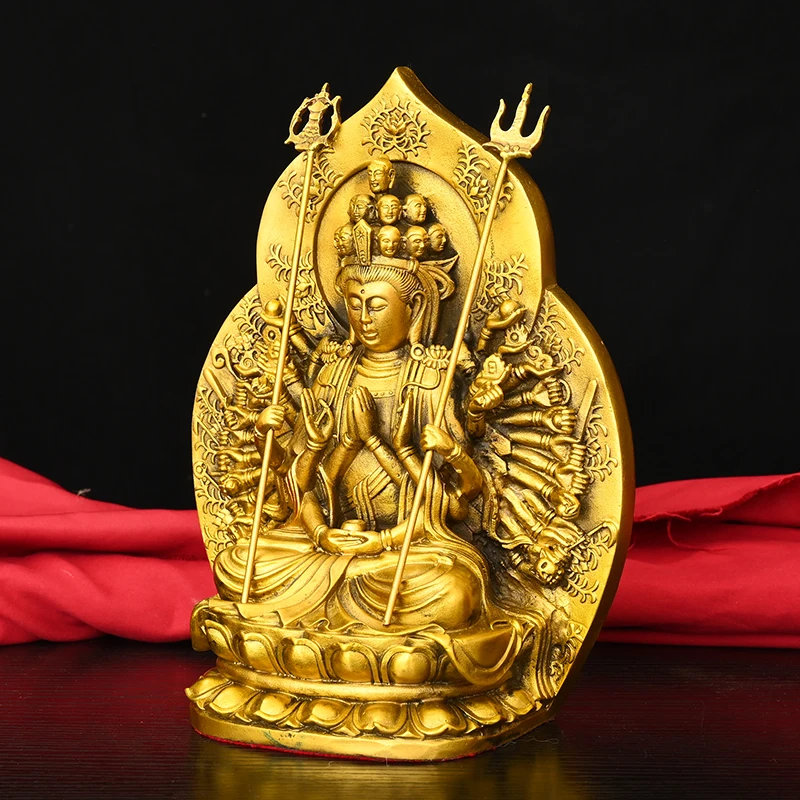 Brass 1000 arm Guanyin Cundhi bodhisattva  backlight Sitting Buddha Amitabha Worship Hall Town house