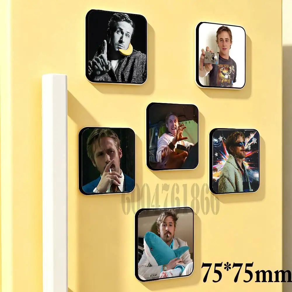 R-Ryan Gosling 75mm Square Fridge Magnet Cute Refrigerator Magnet Office Cabinet & Home Kitchen Decoration Gift