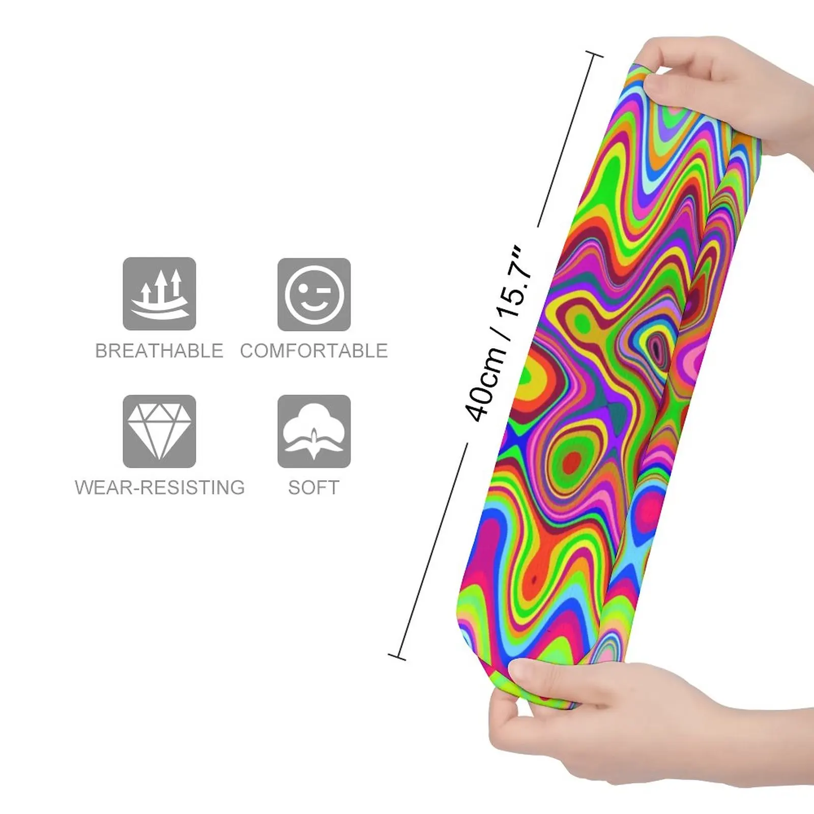 Colorful Liquid Stockings Psychedelic Print Pattern Kawaii Socks Winter Non Skid Socks Women Running Medium Soft Socks