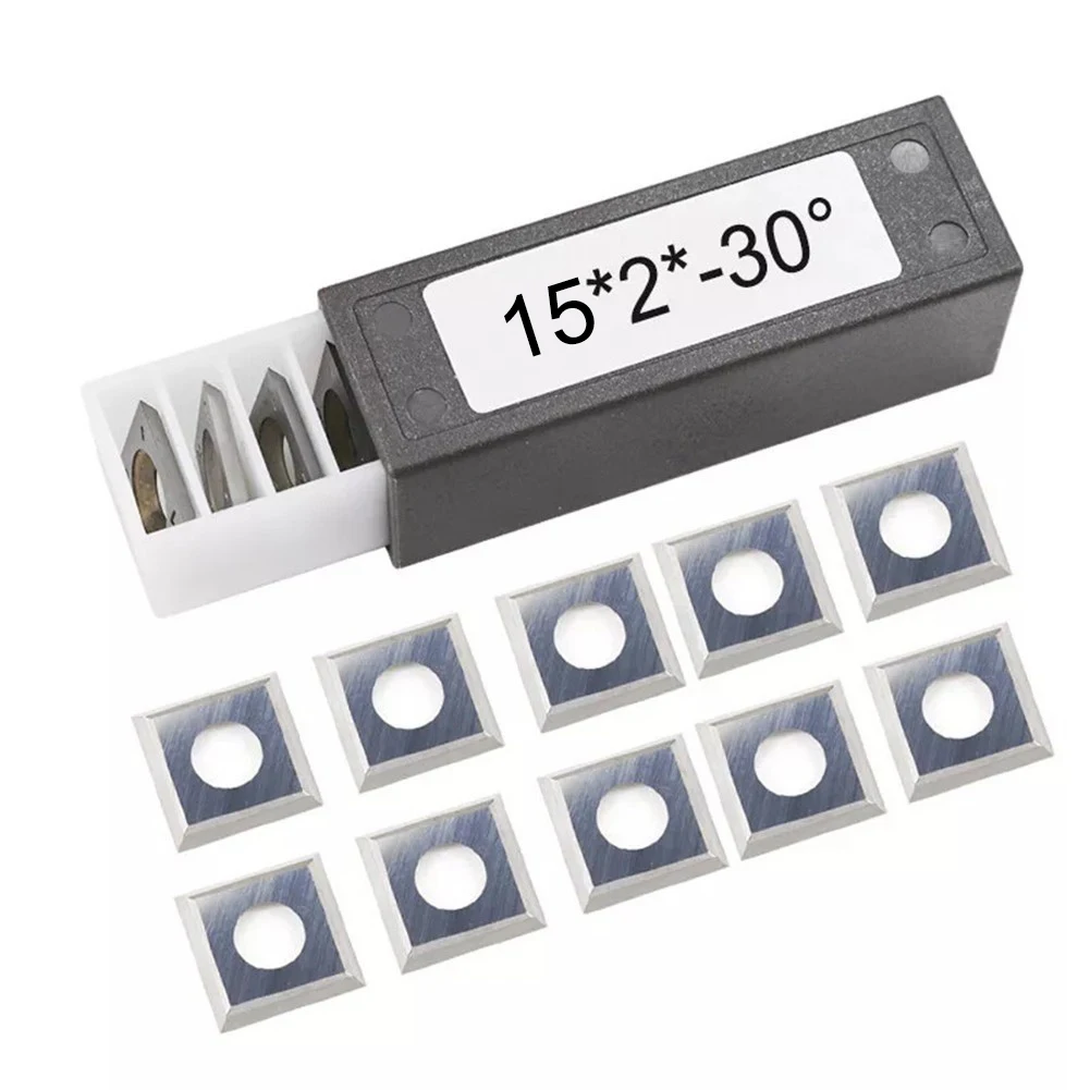 15mm Square Carbide Inserts 10pcs with Screws Wrench for Lathe Tool Holders Used in Particle Board and Plywood Machining
