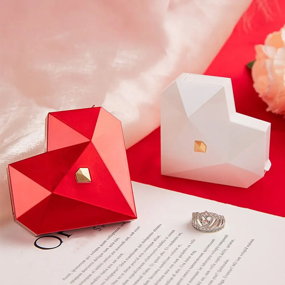 Creative Heart Shaped Diamond Ring Box Automatic Pop-up Portable Jewelry Box Jewelry Storage Display Case Valentine's Day Gifts