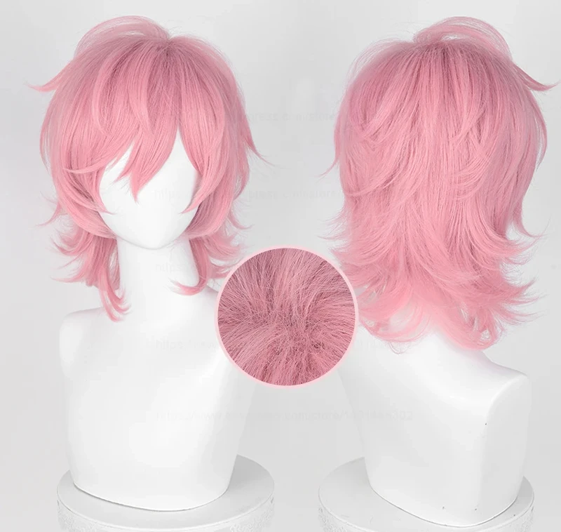 Ayato Yuri Cosplay Perücke Anime Kurze Rosa Hochwertige Hitzebeständige Kunsthaar Cosplay Rollenspiel Anime Perücken + Perückenkappe 2025