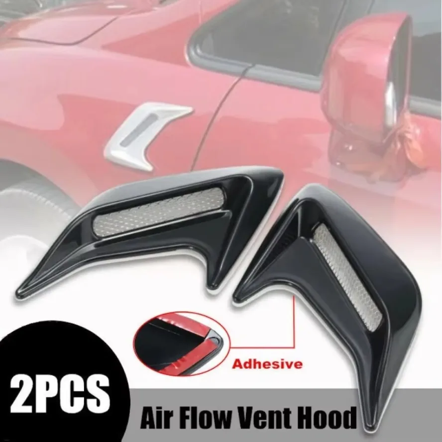 Car Part Air Flow Vent Hood Universal Auto Decorative Air Scoop Flow Intake Hood Vent Bonnet ABS Plastic Black/Silver/White 1SET