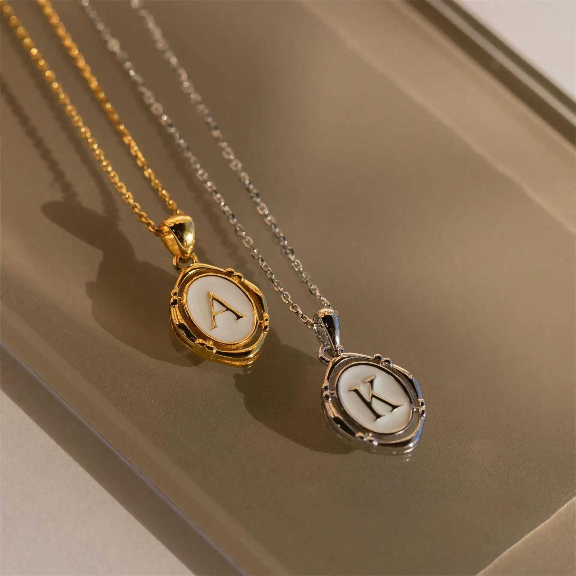 

26 Letter Necklaces for Women Men Alphabet A-Z Initials Pendant Necklace Aesthetic Jewelry Gift Y2K Stainless Steels Drip Oil