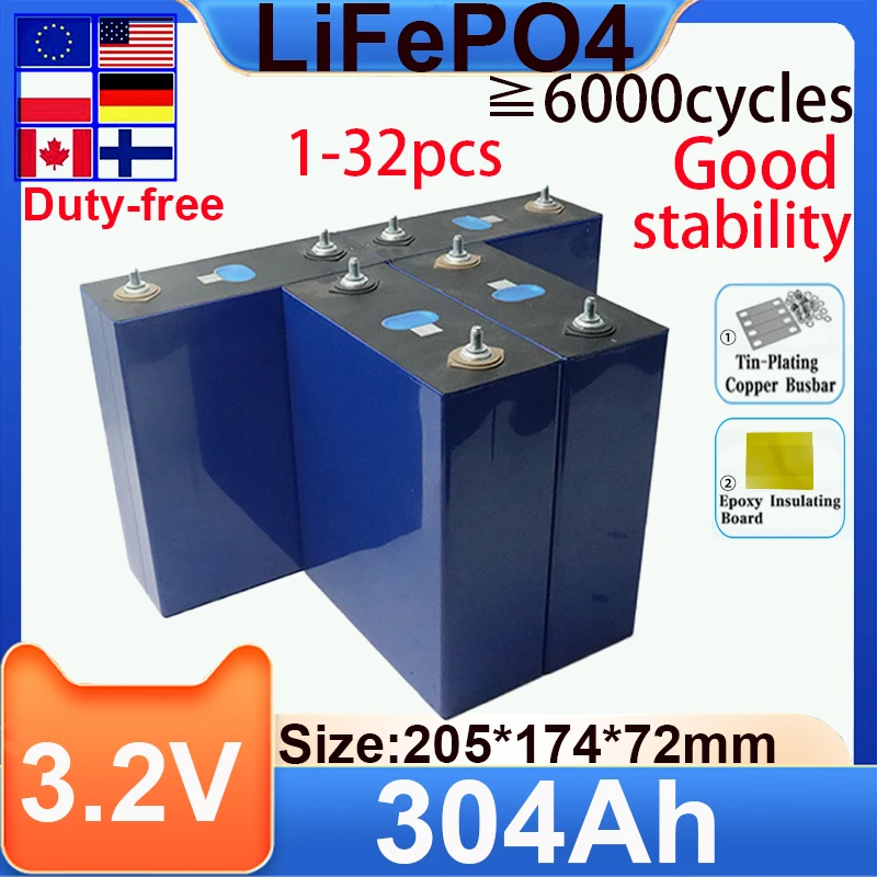 

304Ah 3.2V 304Ah LiFePO4 Battery for Electric Car RV Campers Golf Cart Off-Road Solar Wind Class A TAX FREE
