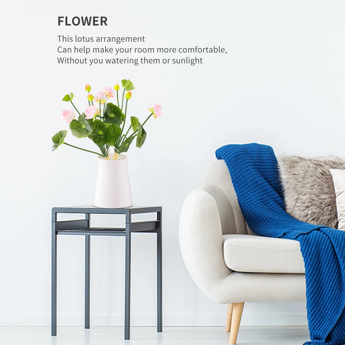 

2Pcs Artificial Lotus Flower Silk Fake Flower Arrangement Light Pink Home Office Table Decoration Bonsai Photography Prop