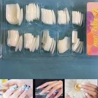 100 Pcs Fake False Nails  Art  Salon Diy French  Fashion Beauty with Box Glue Natural Full  Tips