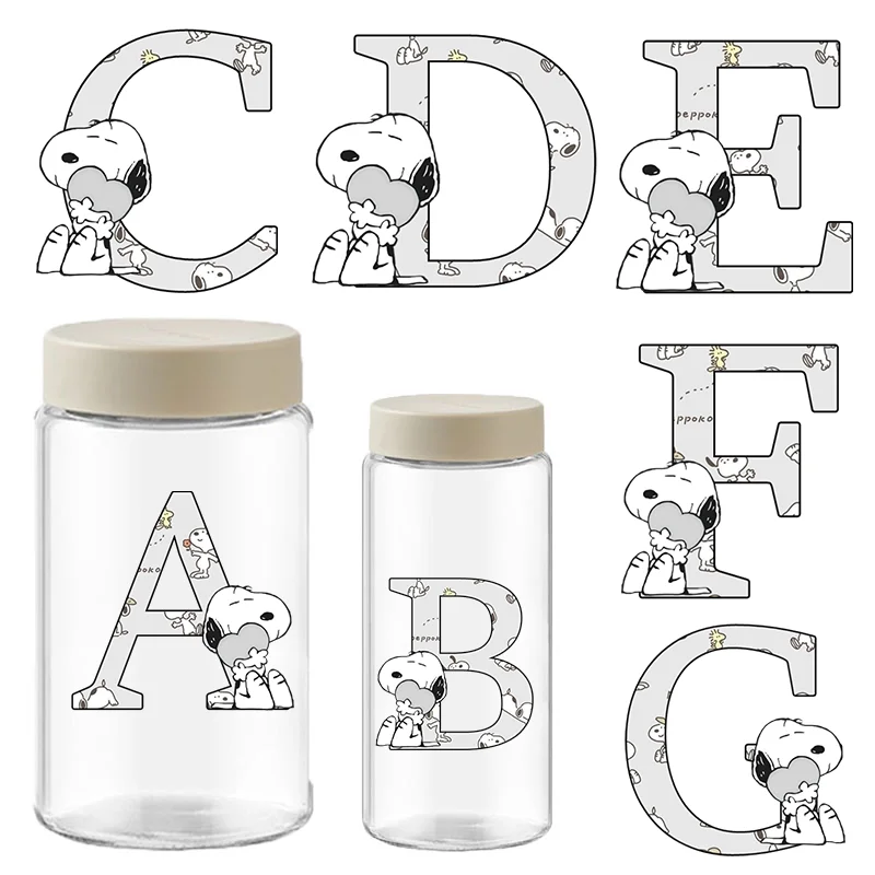 

10 см наклейки Snoopy, автомобильное стекло, чашка для воды, окно, письмо, Kawaii, изысканное модное имя, логотип, ручной материал, нашивка, подарок на день рождения